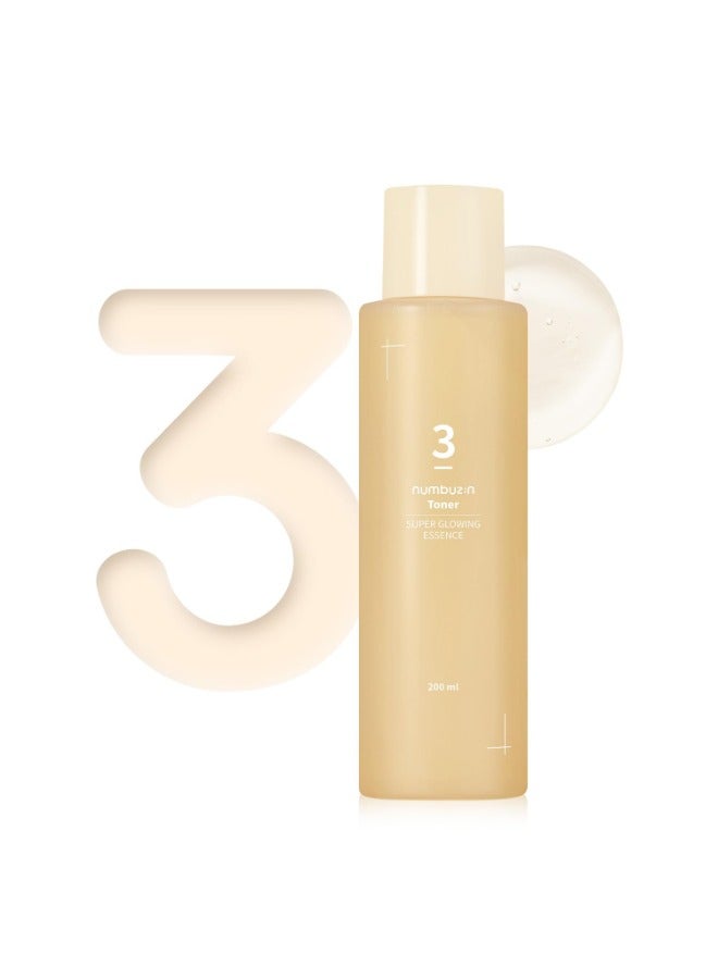 Numbuzin No.3 Super Glowing Essence Toner | Fermented Ingredients, Niacinamide, Galactomyces, glowy skin radiance | Korean Skin Care for Face, 6.76 fl.oz