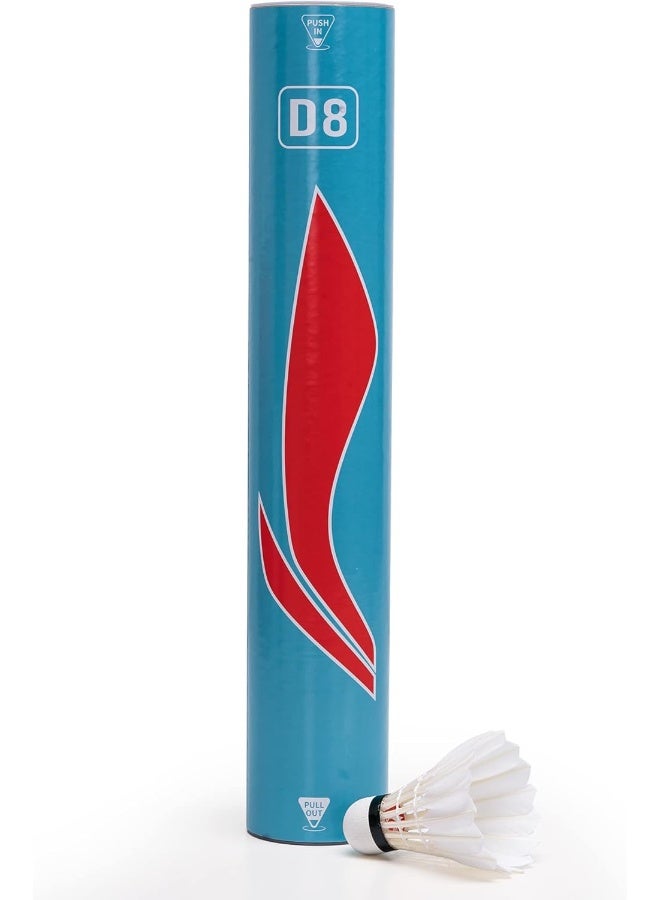 D8 Feather Shuttlecock (White) - Pack Of 12