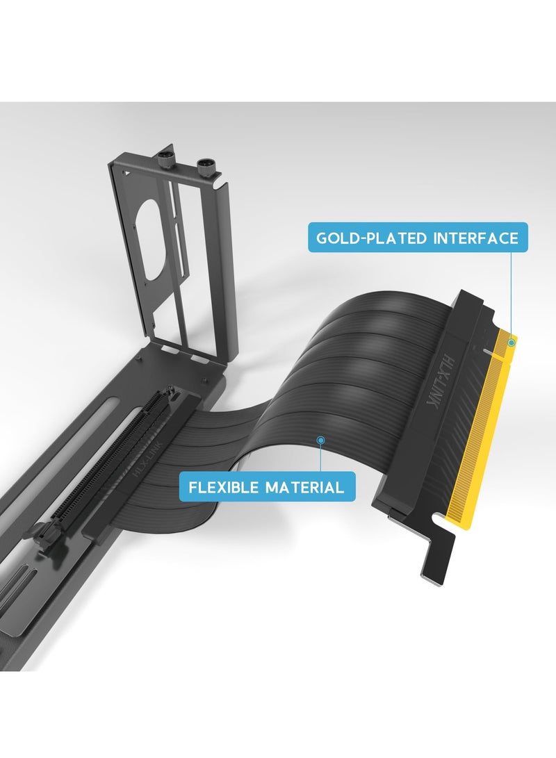 Vertical GPU Mounting Bracket for Graphics Card with 90 Degree Right Angle PCIe Riser Cable 20cm PCIE 3.0 Black