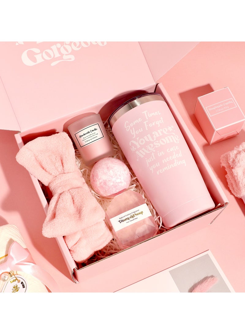Gift Basket for Women - Birthday Gift Box Get Well Soon Gift Set Contains 11 Inspirational Gifts Relaxing Spa Treatment Package for Women Bestie Friendship Female Friend Gift