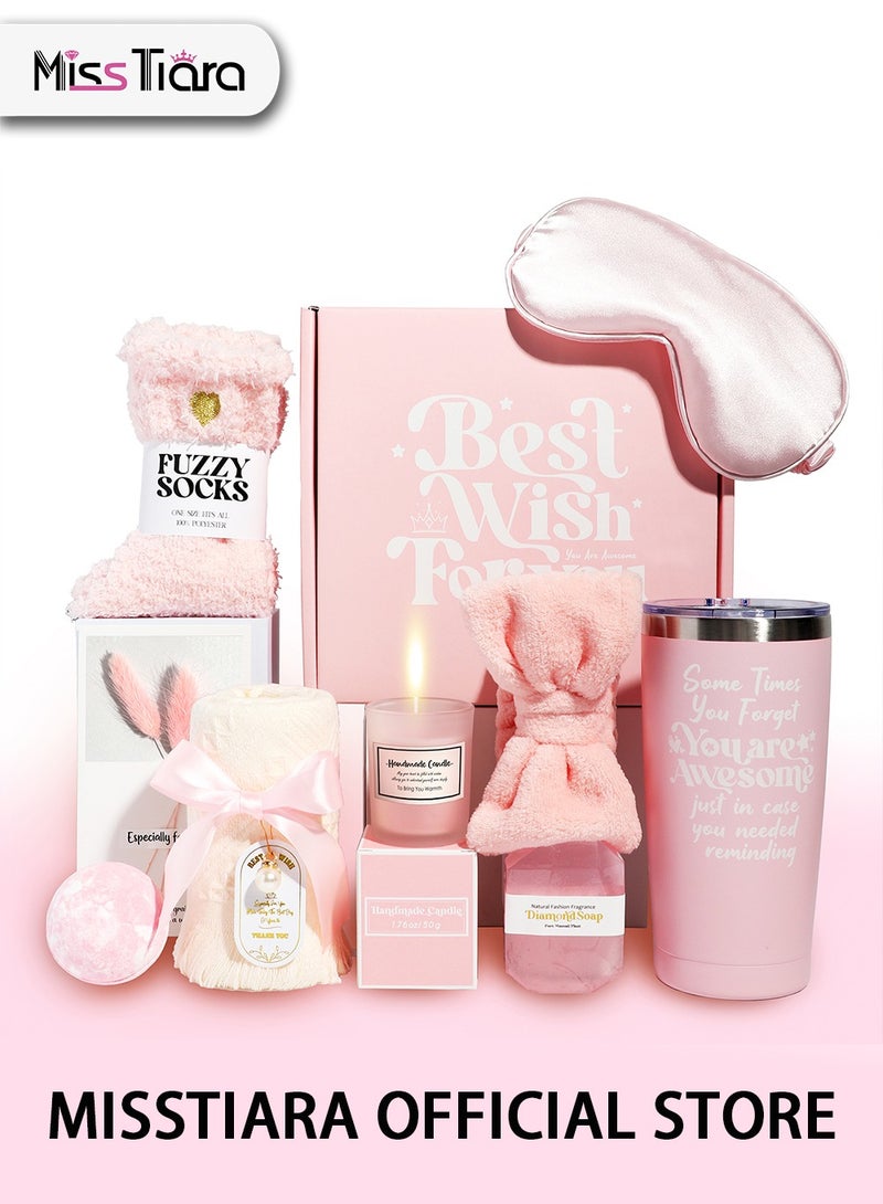 Gift Basket for Women - Birthday Gift Box Get Well Soon Gift Set Contains 11 Inspirational Gifts Relaxing Spa Treatment Package for Women Bestie Friendship Female Friend Gift