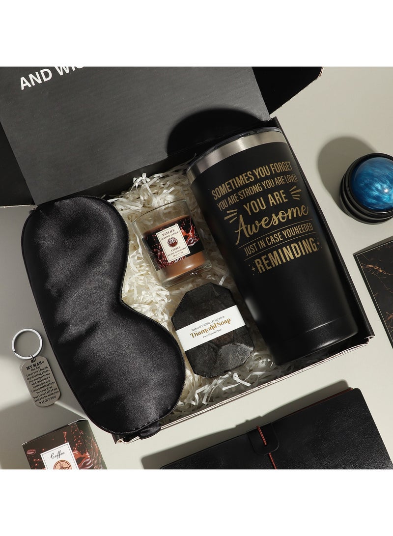 Gift Baskets for Men - Birthday Gift Box Set Contains 12 Items Inspirational Gifts Relaxing Spa Treatment Packages for Men Friendship Friend Gifts for Men