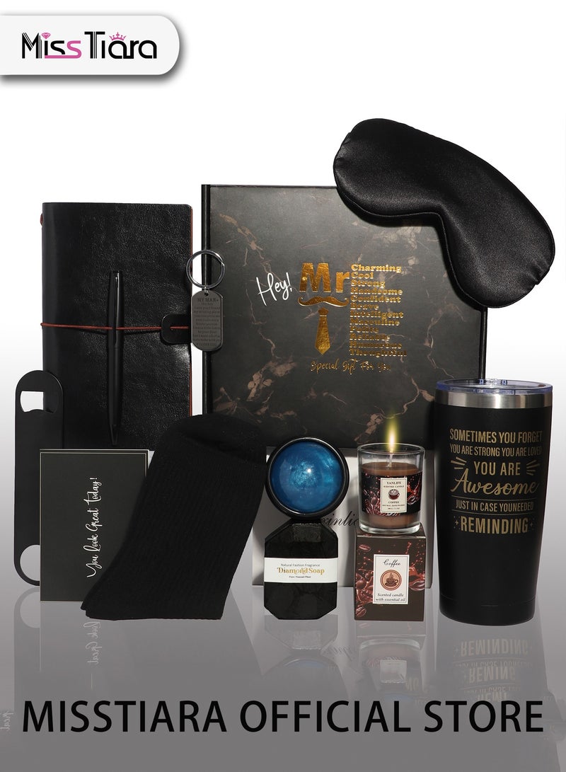 Gift Baskets for Men - Birthday Gift Box Set Contains 12 Items Inspirational Gifts Relaxing Spa Treatment Packages for Men Friendship Friend Gifts for Men