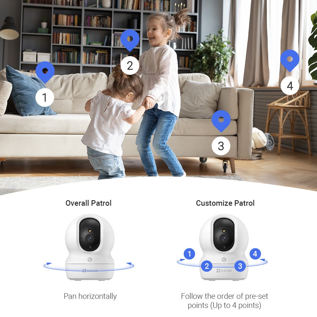 CP1 Pro 360 Degree Smart Security Camera (White) One-Touch Call / Up to 512GB SD Card Support / 1080P Full HD / Privacy Mode / Alexa Google Assistant / Motion Detection & Human Detection / 2-Way Audio / Night Vision