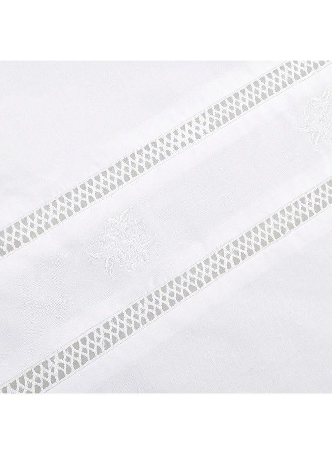 Lora Queen-Sized Comforter Set, White - 200 Tc, 230X220 Cm