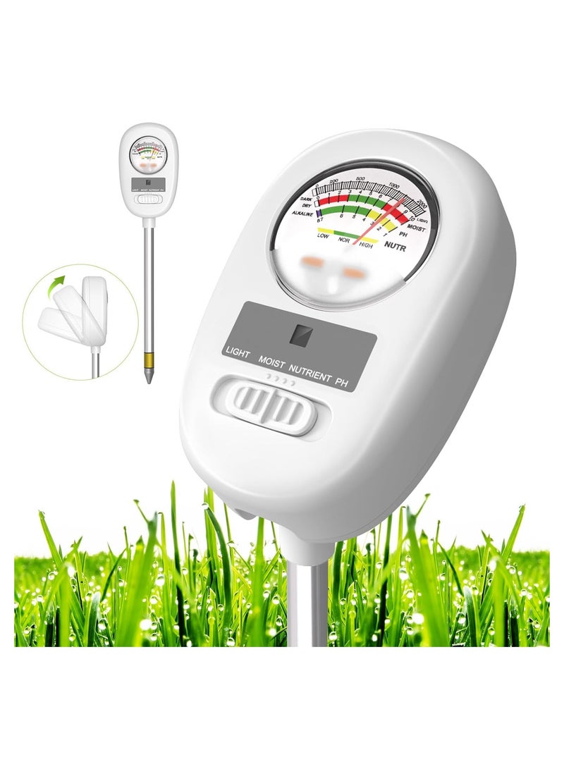 Upgraded 4-in-1 Soil Tester: Moisture, pH, Light, and Nutrient Meter for Garden, Lawn, Farm, Indoor & Outdoor Use - Essential Tool for Healthy Plants and Soil Care.