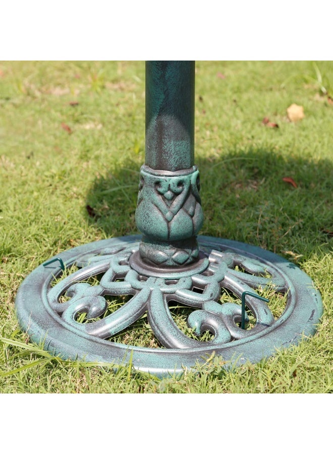 Vivohome  Polyresin Antique Outdoor Green Garden Bird Bath And Solar Powered Round Pond Fountain Combo Set