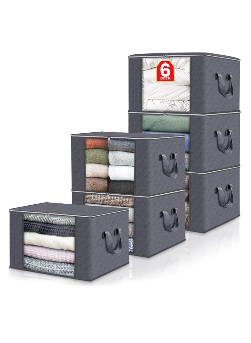 6-Piece Clothes Storage Bags, Foldable Blanket Storage Bags, Closet Organizers Storage Containers Storage Bins for Bedroom