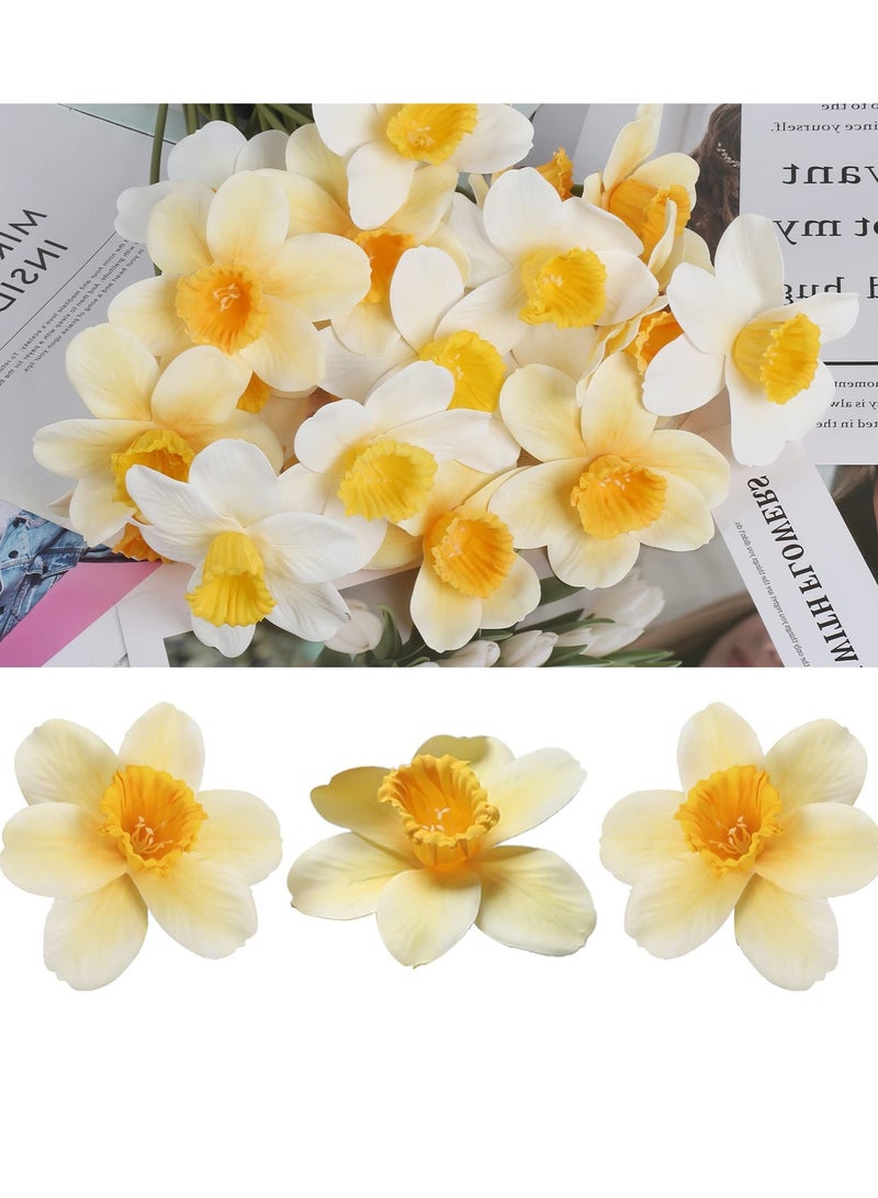 Fake flower, 12pcs Artificial Daffodils, Artificial Silk Daffodils Flowers, Fake Flowers Bouquet Silk Narcissus Flowers, for Spring Home Decor DIY Floral Arrangement Indoor Outdoor Wedding Decor