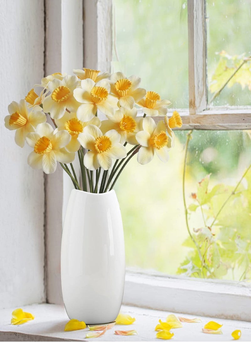 Fake flower, 12pcs Artificial Daffodils, Artificial Silk Daffodils Flowers, Fake Flowers Bouquet Silk Narcissus Flowers, for Spring Home Decor DIY Floral Arrangement Indoor Outdoor Wedding Decor