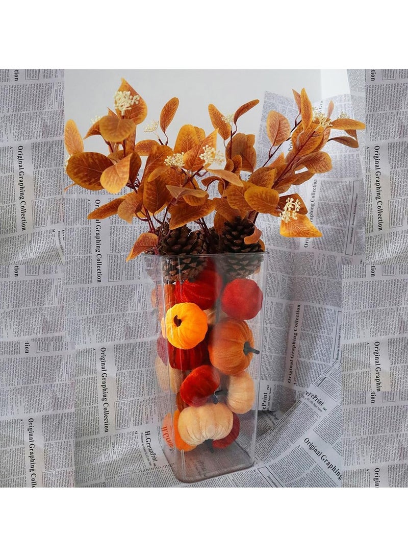 Pumpkin Decor for Home Decoration, 16 Velvet Foam Pumkins for Table Decorating Artificial Office Autumn Wedding Kitchen Room Bedroom Decorative Orange