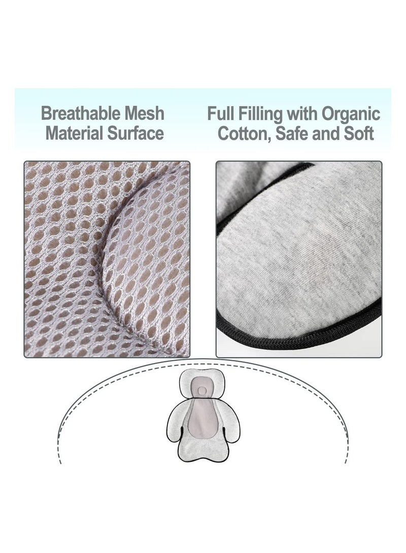 Baby Stroller Full Body Seat Cushion, Infant Head & Body Support Cushion, Toddler Extra Soft Seat Pad Neck Support, Baby Car Seat Insert for Newborn and Toddler 0-12 Month (Grey)