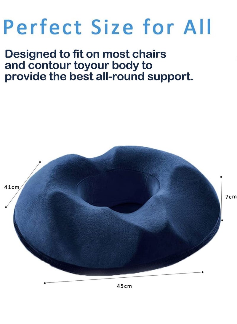 Donut Pillow Hemorrhoid Seat Cushion for Office Chair, Premium Memory Foam Chair Cushion Massage Anti Hemorrhoids Hip Push Up Yoga Orthopedic Comfort Tailbone Pillow (Blue)