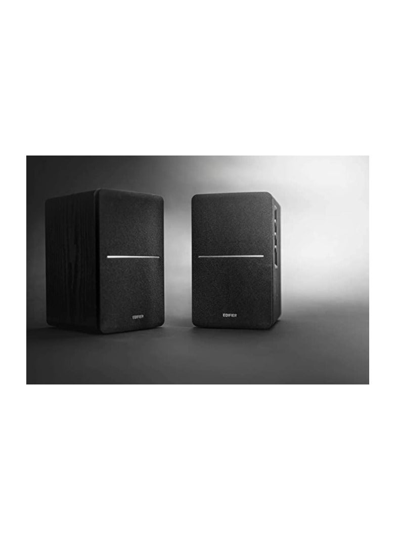 R1280DB Powered Bluetooth Bookshelf Speakers - Optical Input - Wireless Studio Monitors - 4 Inch Near Field Speaker - 42w RMS R1280DB Black