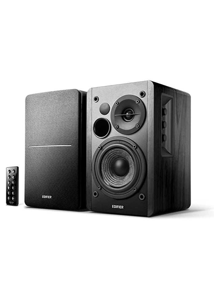 R1280DB Powered Bluetooth Bookshelf Speakers - Optical Input - Wireless Studio Monitors - 4 Inch Near Field Speaker - 42w RMS R1280DB Black