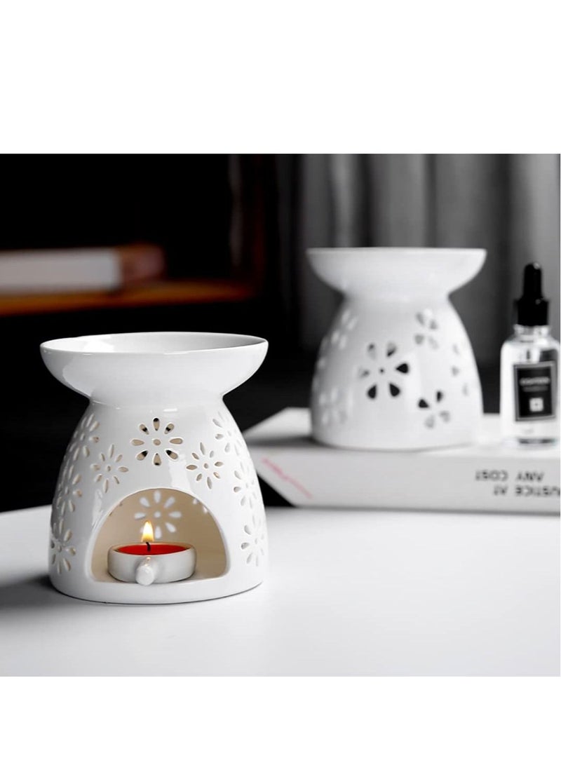 Set of 3 Ceramic Tealight Candle Holder, Essential Oil Burner Wax Melt Burners, Aromatherapy Aroma Diffuser Burner for Home Bedroom