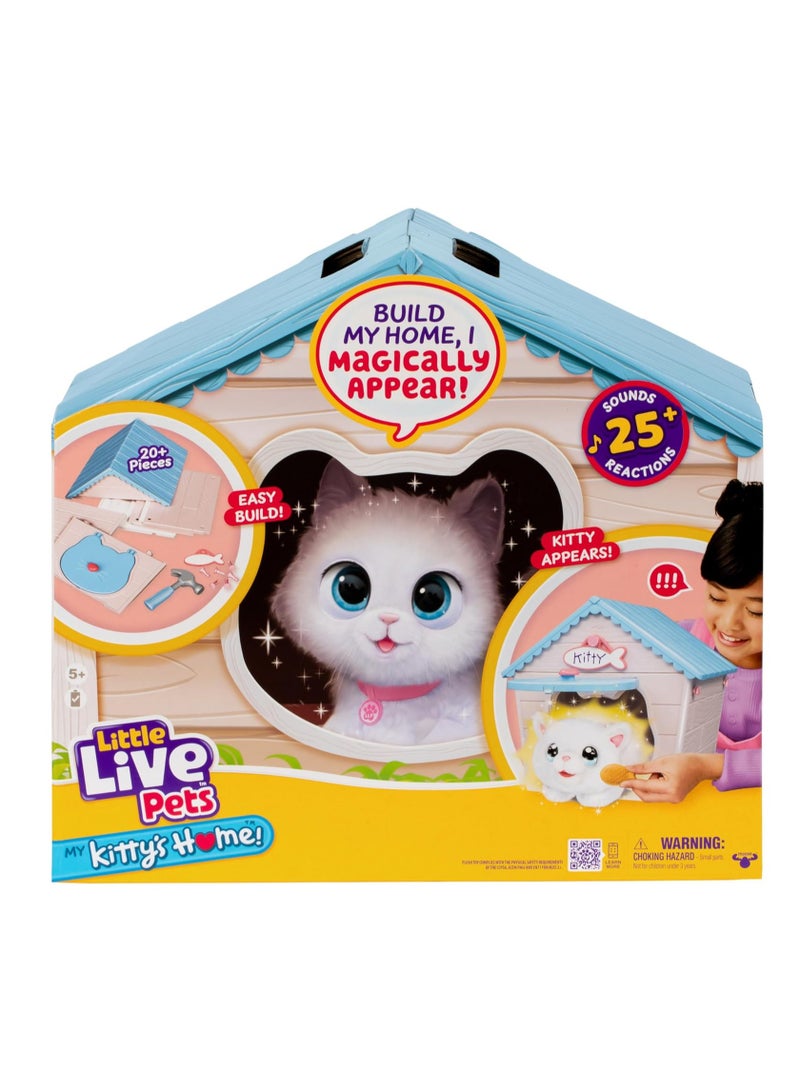 My Kitty's Home | Interactive Playset | Buildable Kitty House, Includes Playful Kitty with Over 25 Sounds and Reactions, Name Plate, Fish Biscuit Toy | Unisex | Ages 4 and Up