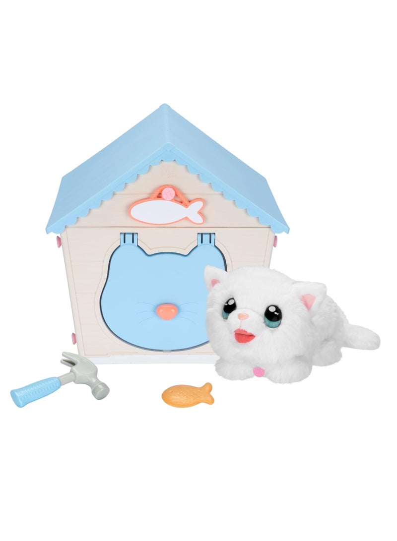 My Kitty's Home | Interactive Playset | Buildable Kitty House, Includes Playful Kitty with Over 25 Sounds and Reactions, Name Plate, Fish Biscuit Toy | Unisex | Ages 4 and Up