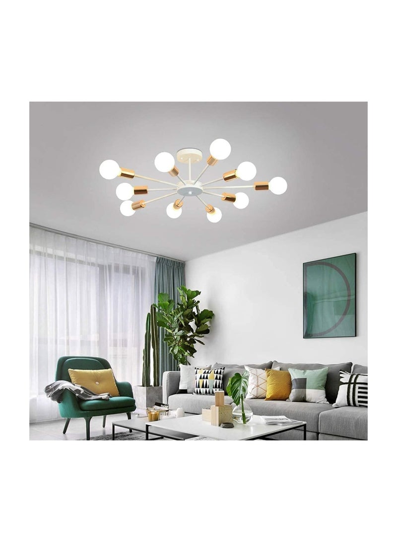 10 Light Sputnik Ceiling Light Adjustable White Metal Ceiling Light Modern Industrial Chandelier Semi Flush Mount Ceiling Light for Living Room Bedroom Bulbs not Included White 10 Light