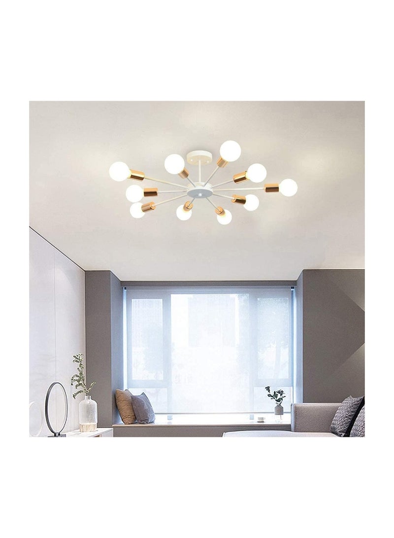 10 Light Sputnik Ceiling Light Adjustable White Metal Ceiling Light Modern Industrial Chandelier Semi Flush Mount Ceiling Light for Living Room Bedroom Bulbs not Included White 10 Light