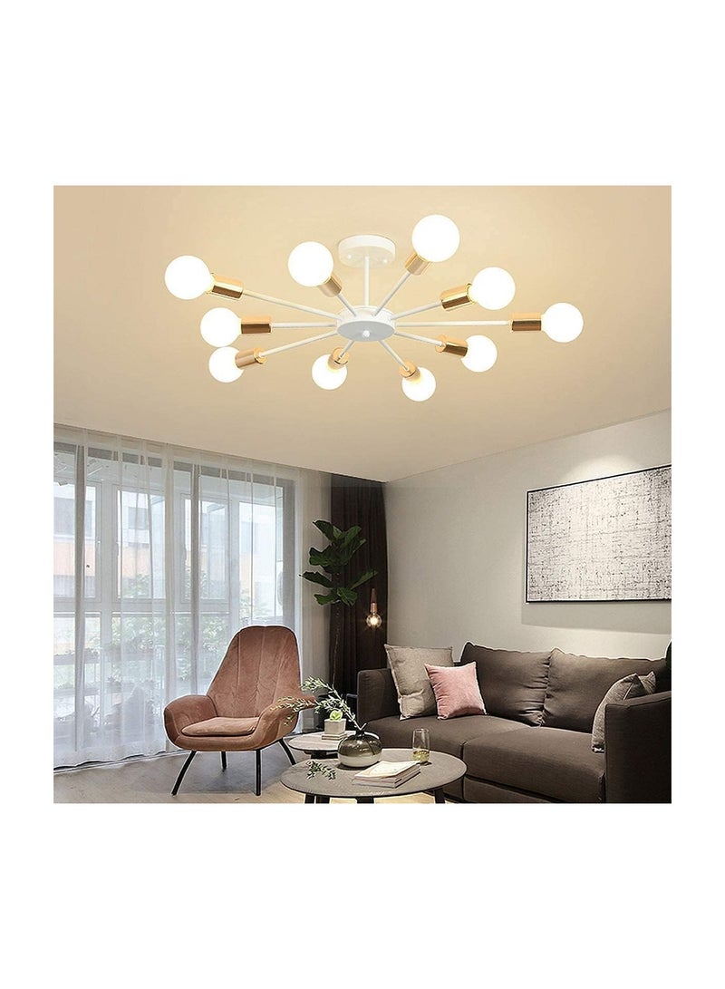 10 Light Sputnik Ceiling Light Adjustable White Metal Ceiling Light Modern Industrial Chandelier Semi Flush Mount Ceiling Light for Living Room Bedroom Bulbs not Included White 10 Light