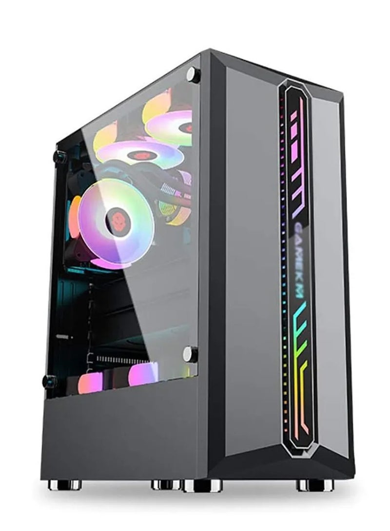 Galaxy ATX/M-ATX/ITX Gaming PC Desktop Computer Case with Side Tempered Glass Panels with 6 Fan Support Black