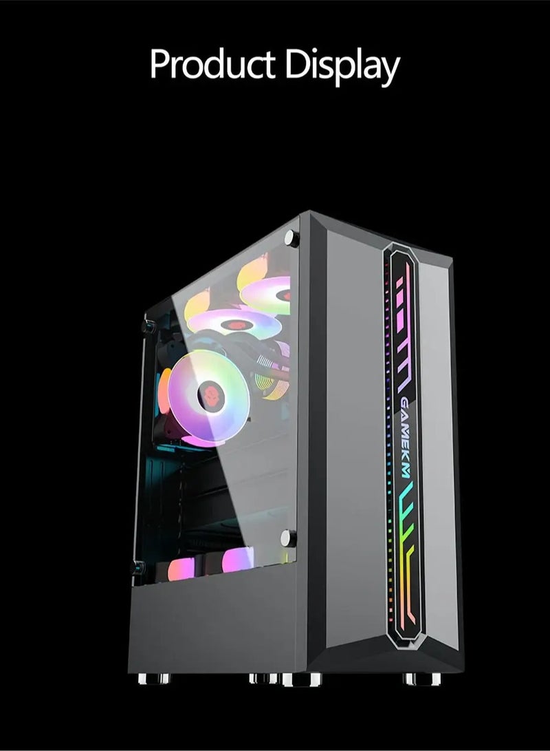 Galaxy ATX/M-ATX/ITX Gaming PC Desktop Computer Case with Side Tempered Glass Panels with 6 Fan Support Black