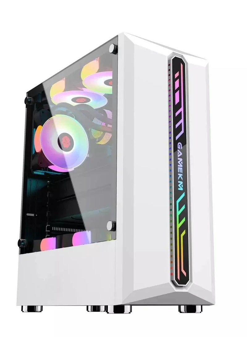 Galaxy ATX/M-ATX/ITX Gaming PC Desktop Computer Case with Side Tempered Glass Panels with 6 Fan Support White