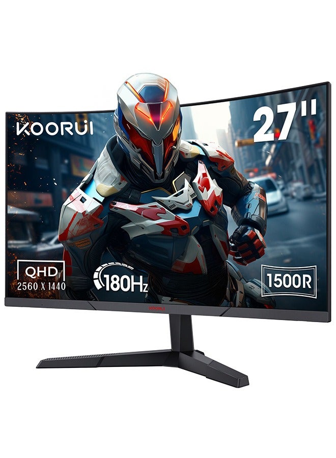 27-Inch Curved Gaming Monitor 1500R QHD 2560 x 1440,Up to 180Hz Refresh Rate, 1ms Response Time, sRGB 100% Color Gamut, DCI-P3 90%, 4000: 1 Static Contrast, 1.07 billion (8+FRC) Maximum Color, Audio Interface, Tilt Adjustable, DisplayPort and HDMI, VESA Compatible, Eye Protection, Crosshair, Timer, Free-sync, G-sync Compatible | 27E6QCA