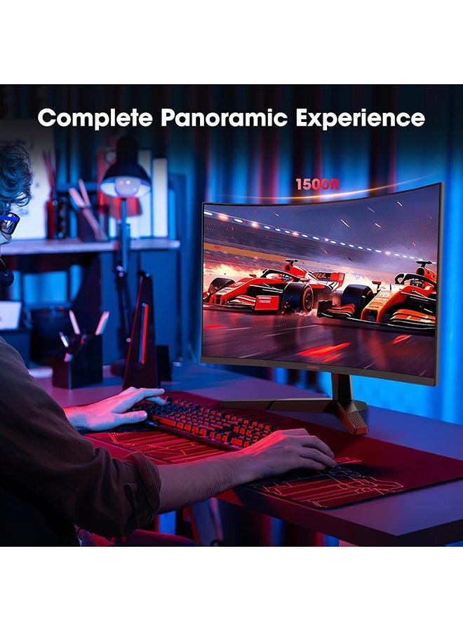 27-Inch Curved Gaming Monitor 1500R QHD 2560 x 1440,Up to 180Hz Refresh Rate, 1ms Response Time, sRGB 100% Color Gamut, DCI-P3 90%, 4000: 1 Static Contrast, 1.07 billion (8+FRC) Maximum Color, Audio Interface, Tilt Adjustable, DisplayPort and HDMI, VESA Compatible, Eye Protection, Crosshair, Timer, Free-sync, G-sync Compatible | 27E6QCA