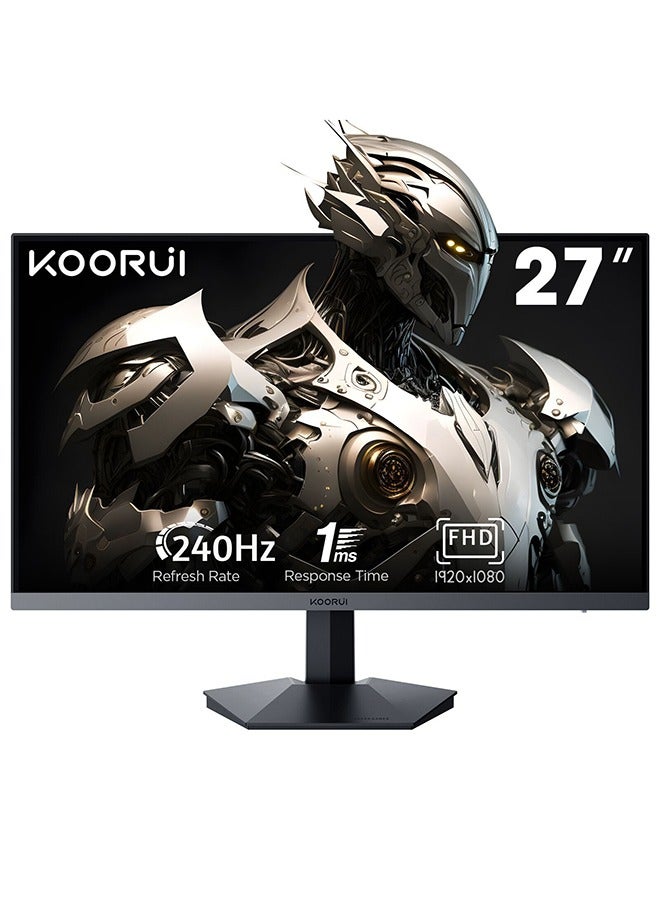 27-Inch Full HD Gaming Monitor 1920 x 1080, 240Hz Refresh Rate, 1ms Response Time, sRGB 100% Color Gamut, DCI-P3 90%, 3000: 1 Static Contrast, Audio Interface, Tilt Adjustable, DisplayPort and HDMI, VESA Compatible, Eye Protection, Crosshair, Timer, Free-sync Premium, G-sync Compatible | GN02