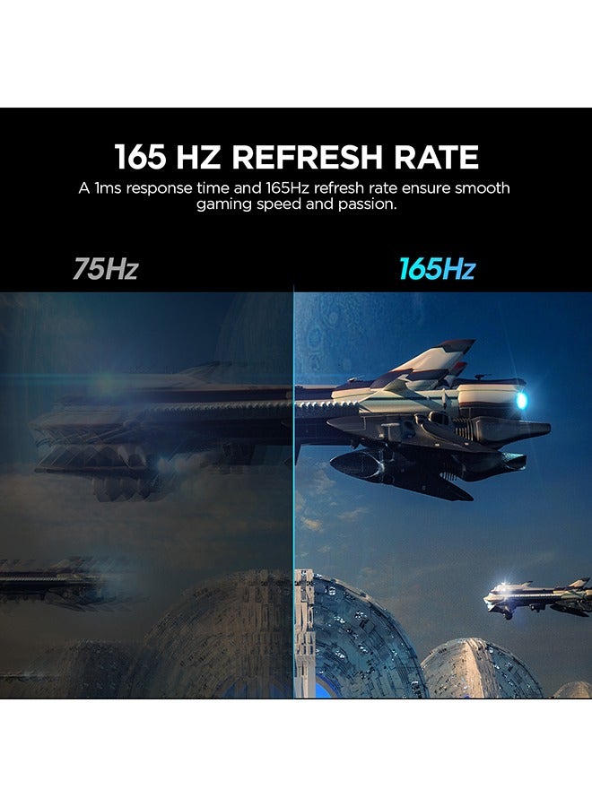 24-Inch Curved Gaming Monitor 1500R Full HD 1920 x 1080, 165Hz Refresh Rate, 1ms Response Time, sRGB 99% Color Gamut, 72% NTSC, 3000: 1 Static Contrast, Audio Interface, Tilt Adjustable, DisplayPort and HDMI, VESA Compatible, Eye Protection, Crosshair, Timer, Free-sync, G-sync Compatible | 24E6CA