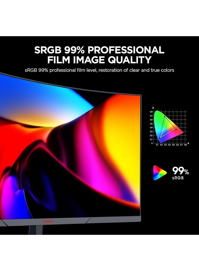 24-Inch Curved Gaming Monitor 1500R Full HD 1920 x 1080, 165Hz Refresh Rate, 1ms Response Time, sRGB 99% Color Gamut, 72% NTSC, 3000: 1 Static Contrast, Audio Interface, Tilt Adjustable, DisplayPort and HDMI, VESA Compatible, Eye Protection, Crosshair, Timer, Free-sync, G-sync Compatible | 24E6CA