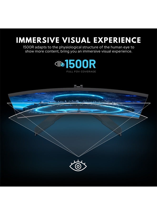 24-Inch Curved Gaming Monitor 1500R Full HD 1920 x 1080, 165Hz Refresh Rate, 1ms Response Time, sRGB 99% Color Gamut, 72% NTSC, 3000: 1 Static Contrast, Audio Interface, Tilt Adjustable, DisplayPort and HDMI, VESA Compatible, Eye Protection, Crosshair, Timer, Free-sync, G-sync Compatible | 24E6CA