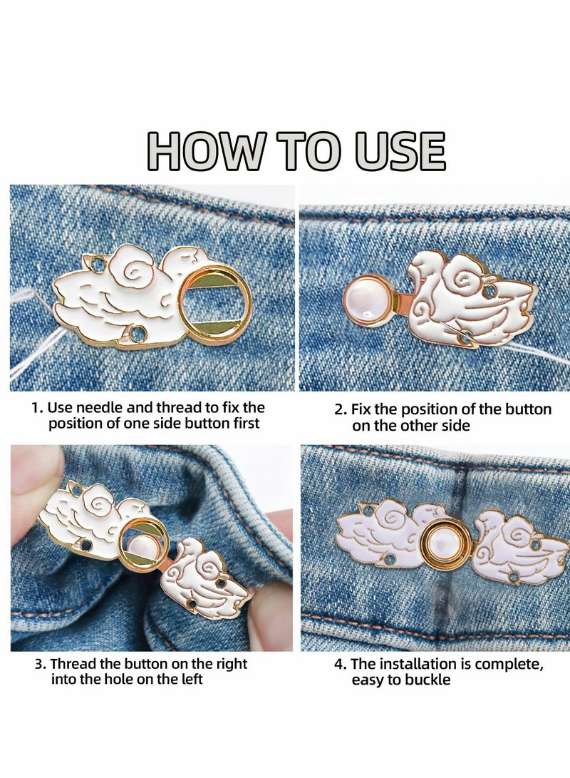 Jean Waist Adjustment Buckle Buttons 11 Pcs Pant Clips for Waist Fashion DIY Sewing Button for Dress Jeans Too Big Loose Adjustable Pant Waist Tightener Flower Buckle