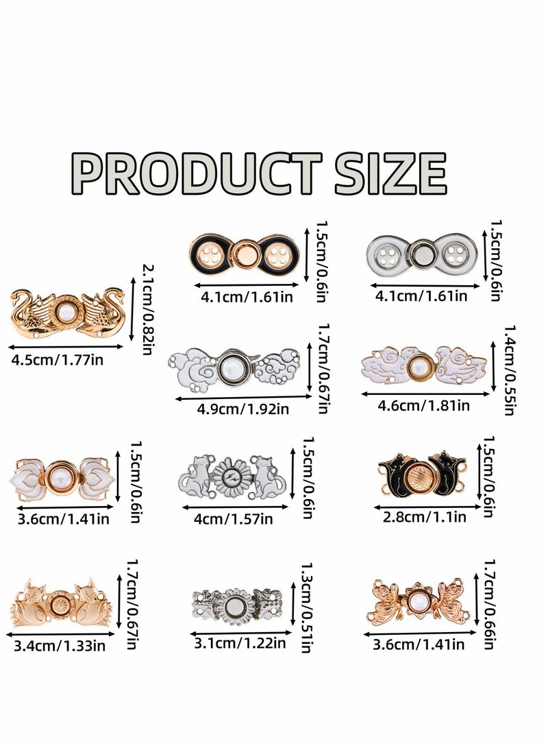 Jean Waist Adjustment Buckle Buttons 11 Pcs Pant Clips for Waist Fashion DIY Sewing Button for Dress Jeans Too Big Loose Adjustable Pant Waist Tightener Flower Buckle