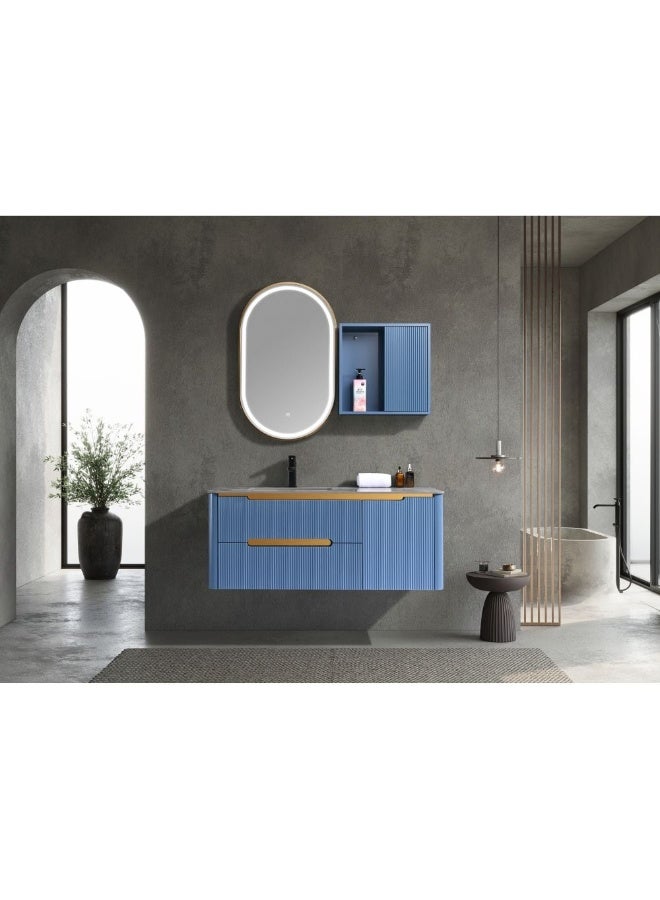 Milano Luxury And Modular Faye Vanity Led Mirror Touch Switch With 3 Large Storage Drawer And Under Counter Wash Basin Model No. Hs16431