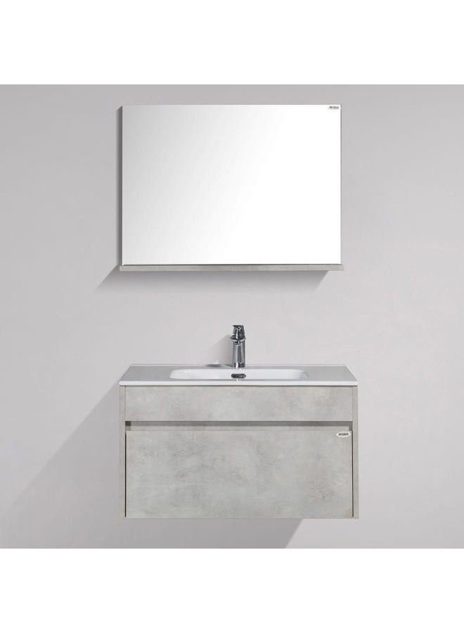 Milano Luxury And Modular Paola Vanity With Mirror Frame And Large Storage Drawer With Ceramic Under Counter Bowl 800 X 455 X 450Mm