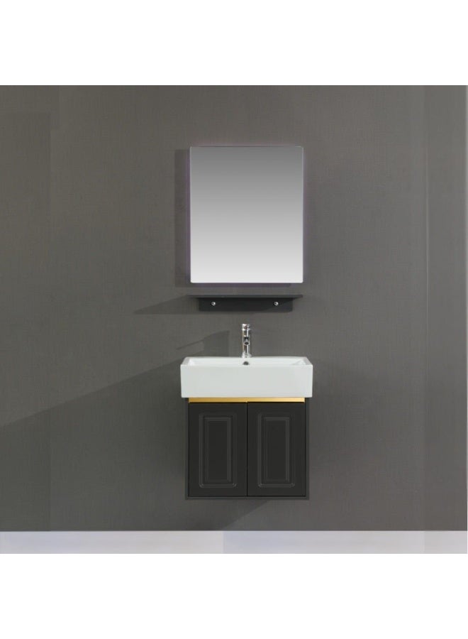 Milano Luxury And Modular Alexa Vanity With Mirror Frame With Ceramic Wash Basin And Large Storage Space 510 X 450 X 500Mm (2Cnts/Set)