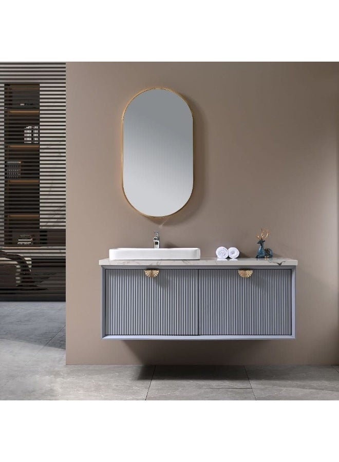 Milano Luxury And Modular Desti Vanity With Mirror Frame With Wash Basin And Large Storage Space 1200X490X480Mm 2 Pieces /Set