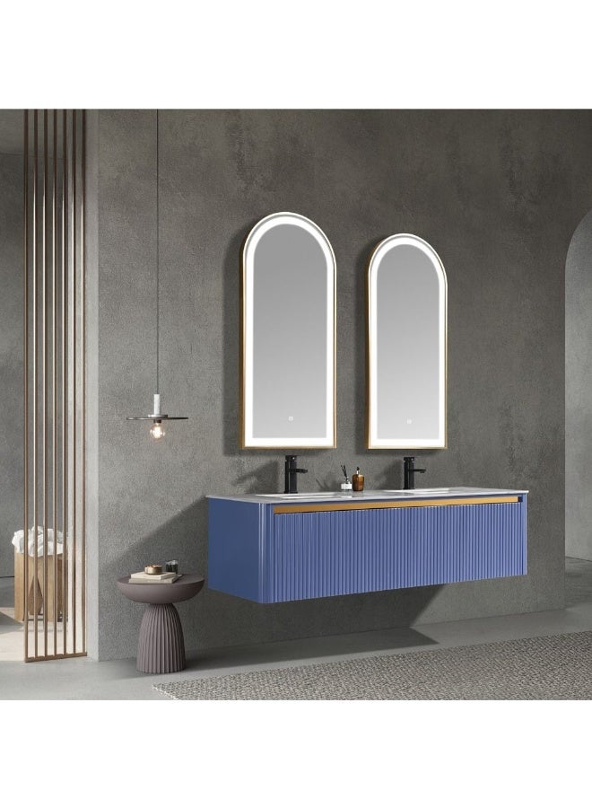 Milano Luxury And Modular Juie Vanity 2 Led Mirror Touch Switch With 2 Large Storage Drawer And 2 Ceramic Under Counter Wash Basin 1500*520*420Mm (2Ctns/Set) - Made In China