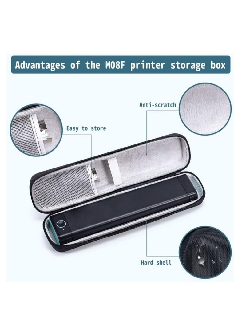 Phomemo M08F Portable Printer Case, for HPRT MT800 Mobile Travel Printer Storage Holder Paper & USB Cable