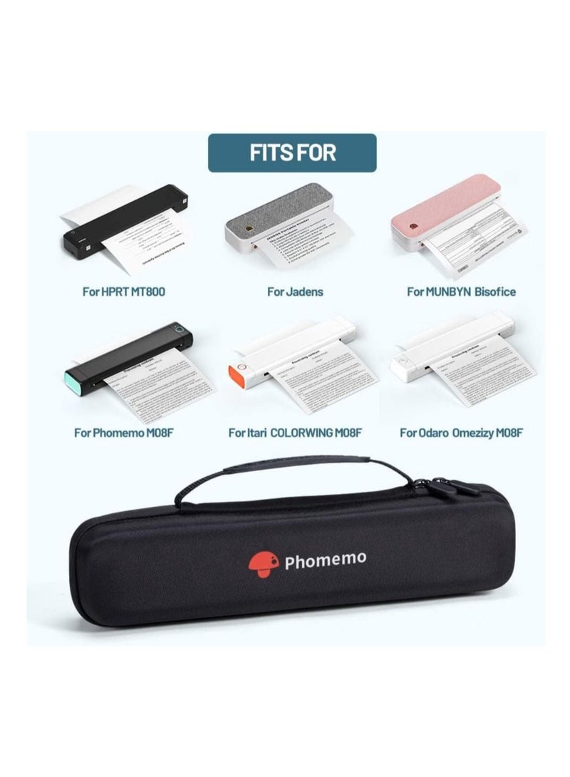 Phomemo M08F Portable Printer Case, for HPRT MT800 Mobile Travel Printer Storage Holder Paper & USB Cable