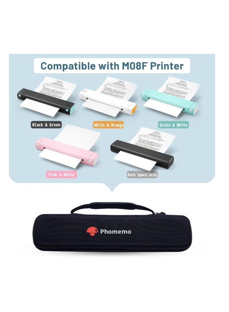 Phomemo M08F Portable Printer Case, for HPRT MT800 Mobile Travel Printer Storage Holder Paper & USB Cable