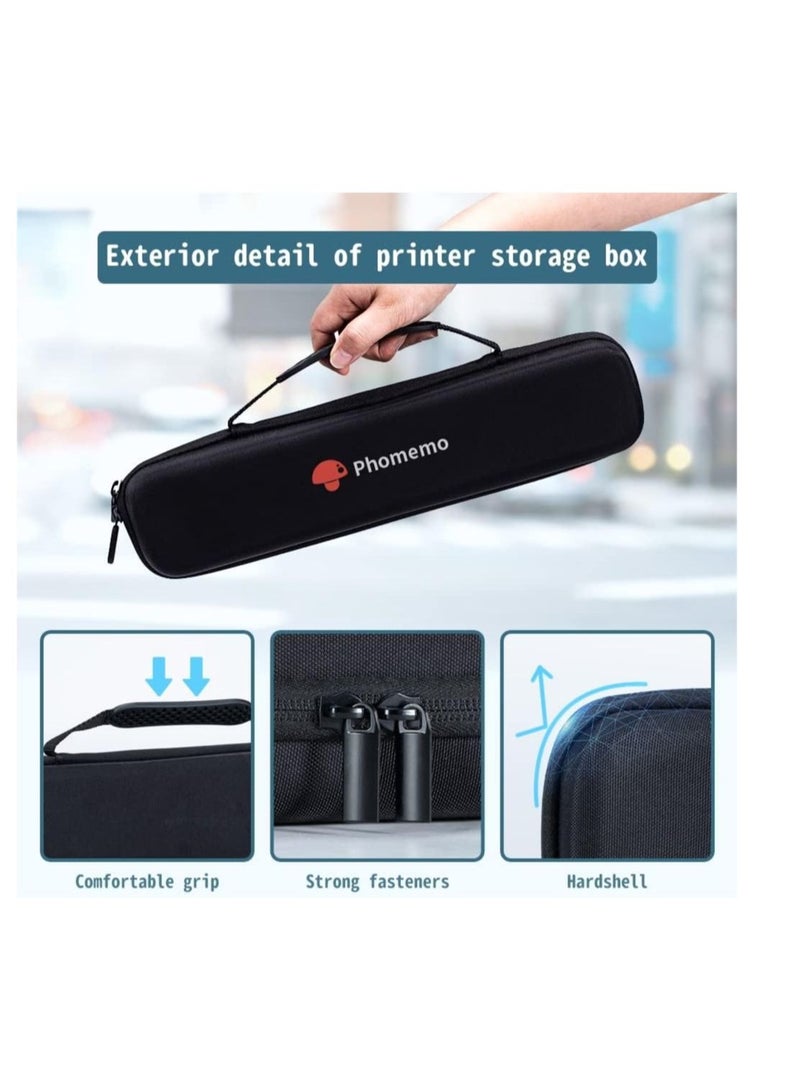 Phomemo M08F Portable Printer Case, for HPRT MT800 Mobile Travel Printer Storage Holder Paper & USB Cable