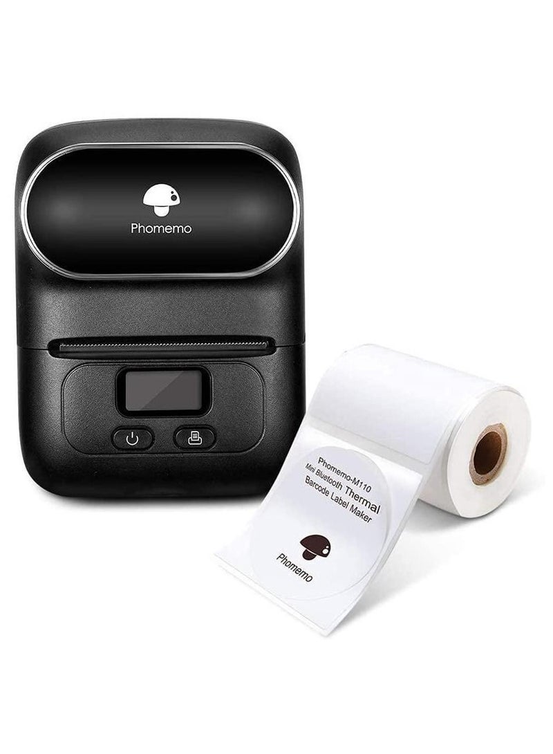 Phomemo M110 Portable Thermal Label Printer Bluetooth Connection Apply For Labeling Shipping Office Cable Retail Barcode And More Black