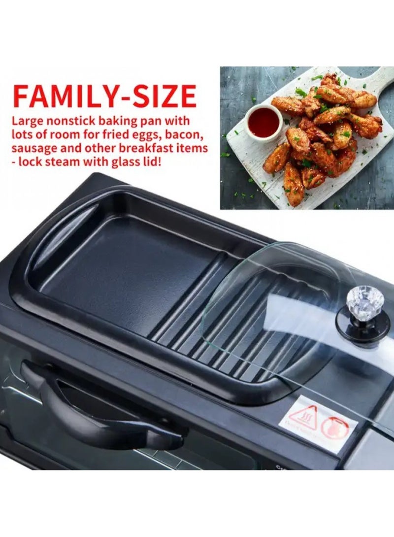 Silver Crest 3 in 1 Breakfast Maker Station, Frying Pan, Breakfast Egg Sandwich Maker, Black