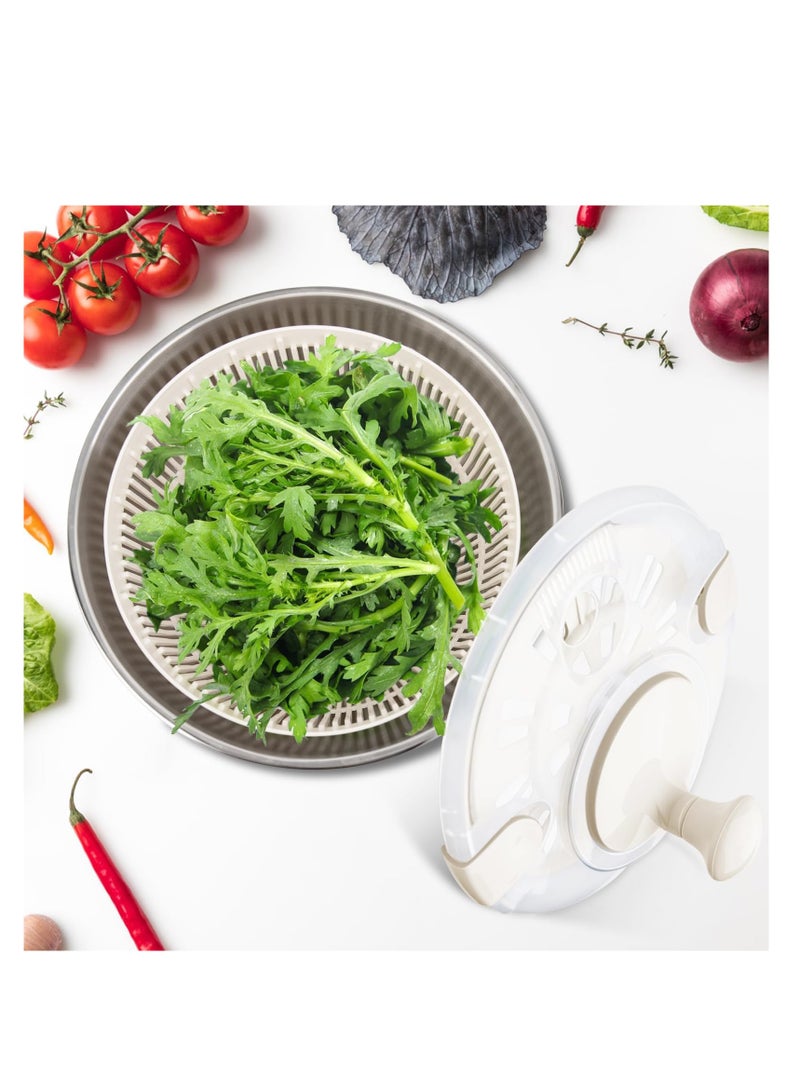 Fruits Vegetable Salad Dehydrator Dryer and Washer : Salad Spinner, Oil Shaker, Anti-Shake, Easy Drain, Compact Storage (stainless_steel)