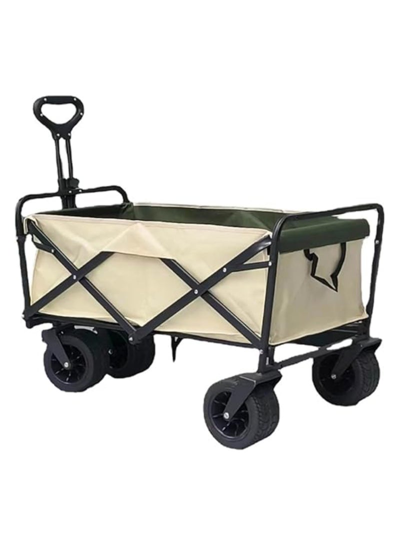 Heavy Duty Shopping Trolley Folding Multi-Functional Portable Utility Wagon Beach Trolley Storage Basket Outdoor Camping Garden Cart with Adjustable Handle (ALL TERRAIN WIDE WHEELS - MULTICOLOUR)