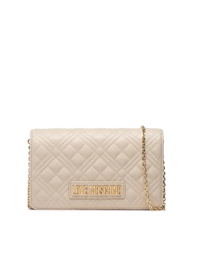 Ivory Quilted  Bag with Gold Hardware for Elegant Women